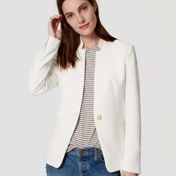 LOFT Jackets & Blazers - LOFT White Textured Collarless Blazer Jacket 12